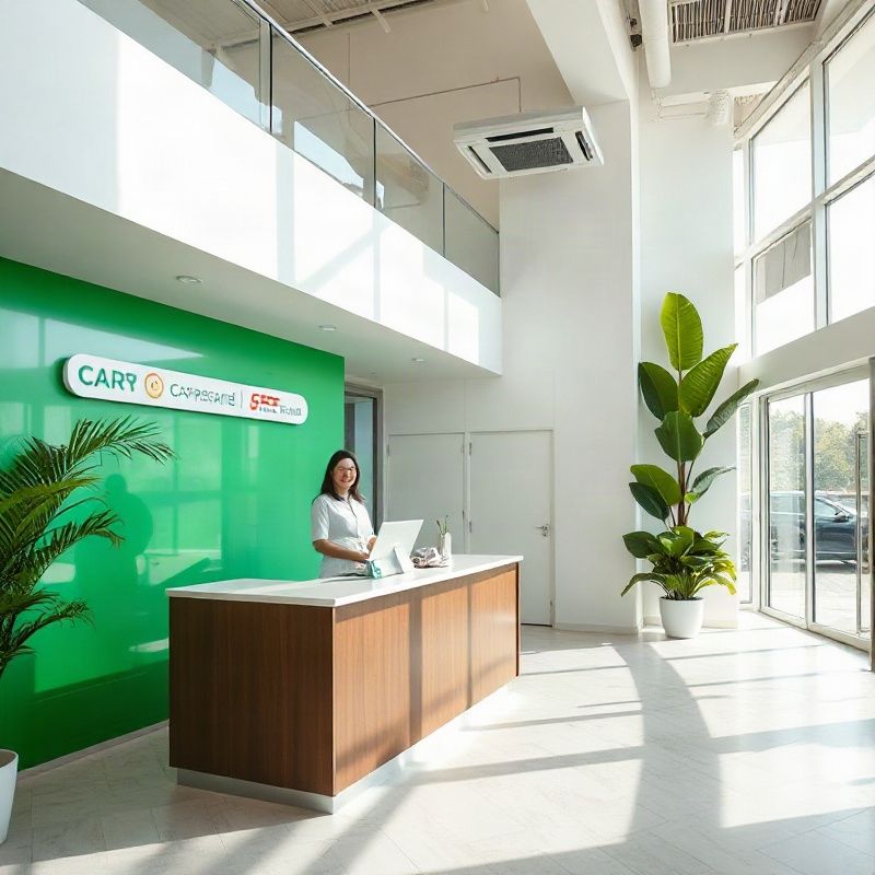 Recepção moderna do escritório da Pixelkswift no Rio de Janeiro